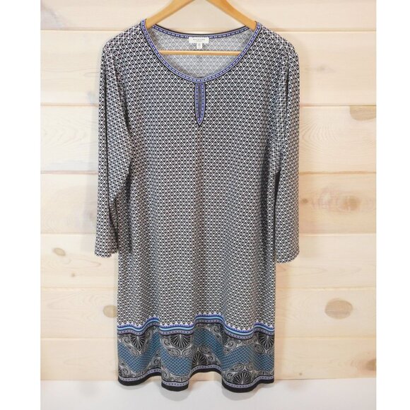 Max Studio Women's plus size 2X Shift Dress Crop Sleeve Keyhole Pullover Printed - Picture 1 of 11